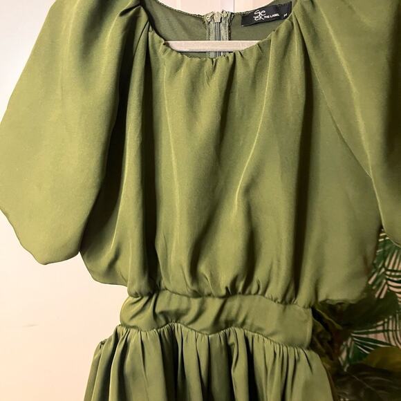 Seek The Label Olive Green Bubble Hem Mini Dress Sz M - Picture 4 of 10